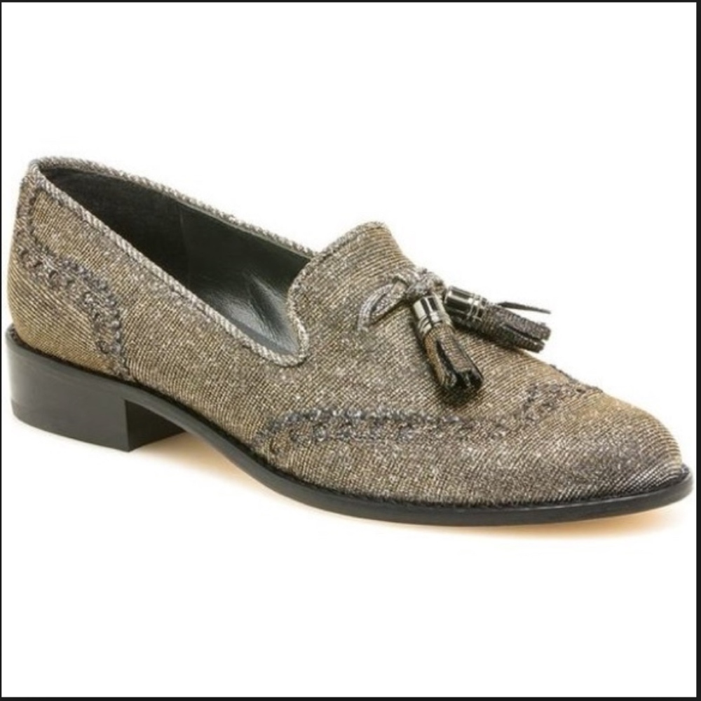 Stuart Weitzman guy thing metallic lurex slip on